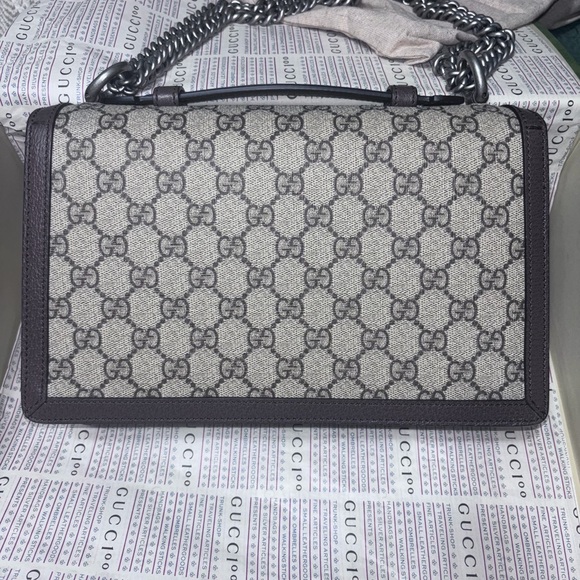 Gucci GG Supreme Dionysus Shoulder Bag - Beige/Brown with Silver Chain - Picture 3 of 11